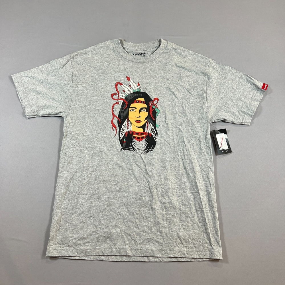 Connetic Native 2022 Tee Mens Large Heathered Gray Cotton Women Adorned Graphic